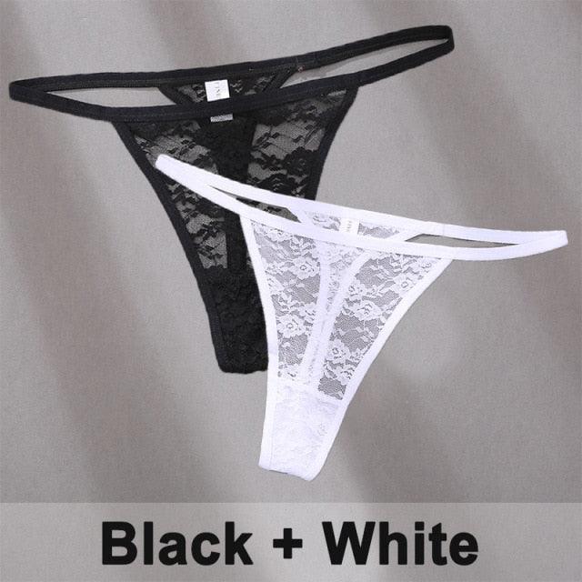 2 pack Floral Thongs Lace G-String Low Waist Panties Underwear Hollow Out T-Back Transparent Briefs The Clothing Company Sydney