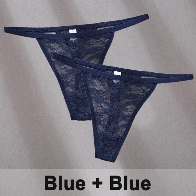2 pack Floral Thongs Lace G-String Low Waist Panties Underwear Hollow Out T-Back Transparent Briefs The Clothing Company Sydney