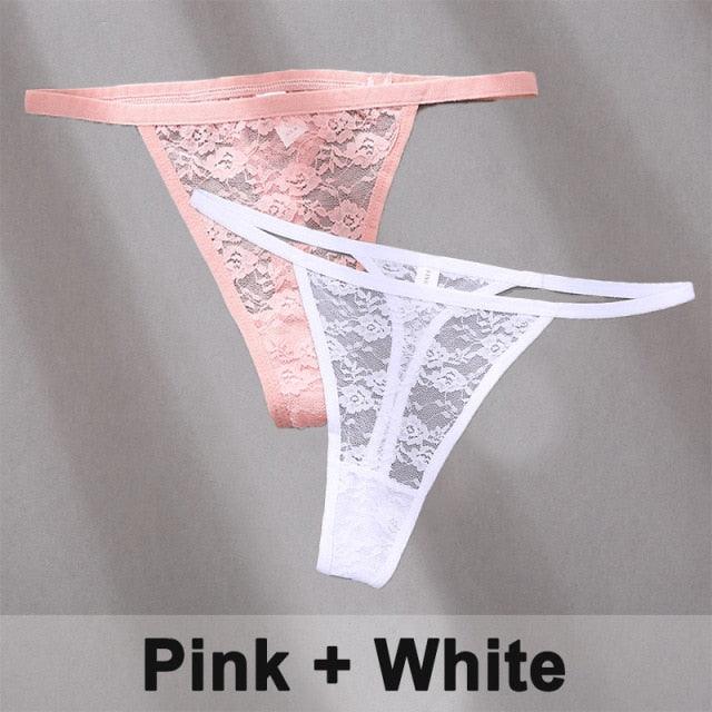 2 pack Floral Thongs Lace G-String Low Waist Panties Underwear Hollow Out T-Back Transparent Briefs The Clothing Company Sydney