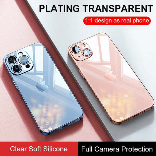 Luxury Transparent Plating Case for iPhone 13 12 11 Pro Max Mini X XS XR SE 2020 8 7 Plus Silicone Shockproof Clear Phone Cover The Clothing Company Sydney
