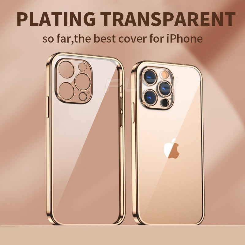 Luxury Transparent Plating Case for iPhone 13 12 11 Pro Max Mini X XS XR SE 2020 8 7 Plus Silicone Shockproof Clear Phone Cover The Clothing Company Sydney