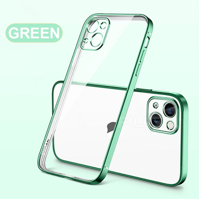 Luxury Transparent Plating Case for iPhone 13 12 11 Pro Max Mini X XS XR SE 2020 8 7 Plus Silicone Shockproof Clear Phone Cover The Clothing Company Sydney