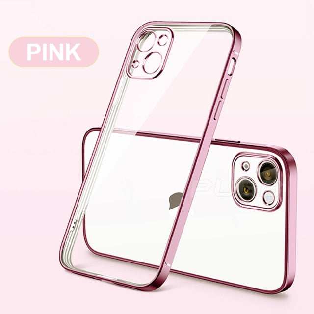Luxury Transparent Plating Case for iPhone 13 12 11 Pro Max Mini X XS XR SE 2020 8 7 Plus Silicone Shockproof Clear Phone Cover The Clothing Company Sydney