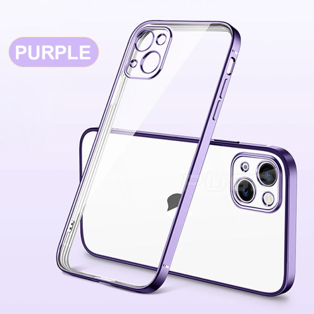 Luxury Transparent Plating Case for iPhone 13 12 11 Pro Max Mini X XS XR SE 2020 8 7 Plus Silicone Shockproof Clear Phone Cover The Clothing Company Sydney