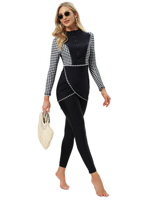 2 Piece Long sleeve solid black Swimwear Full Body Swimsuit The Clothing Company Sydney