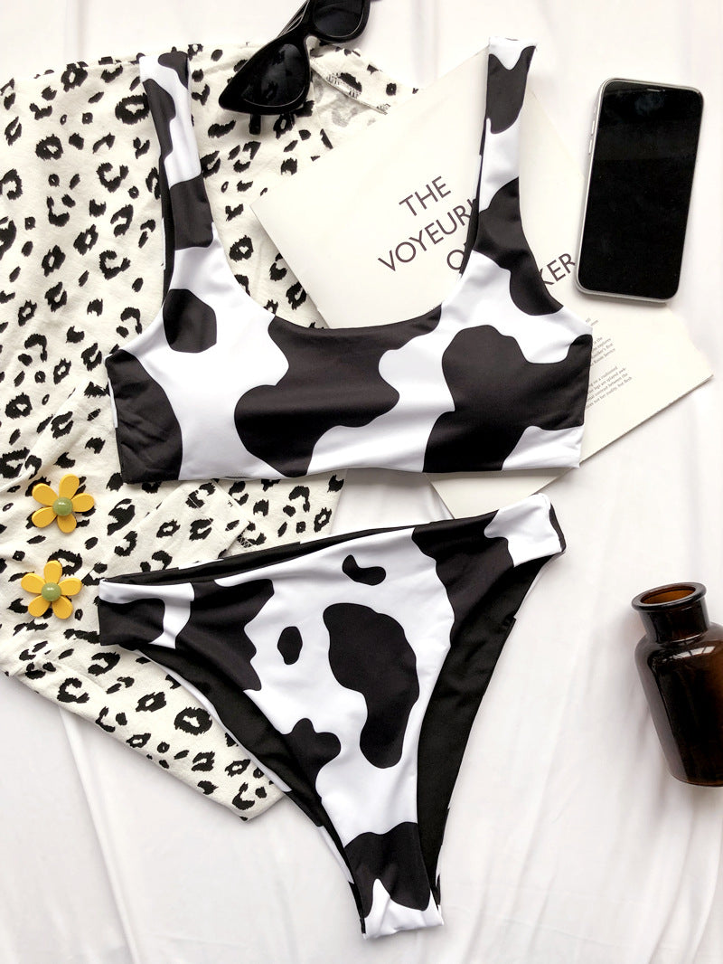 2 Piece Cow Print Bikini Cut Out Push Up Swimsuit Brazilian Summer Bathing Suit High Waist Swimwear The Clothing Company Sydney