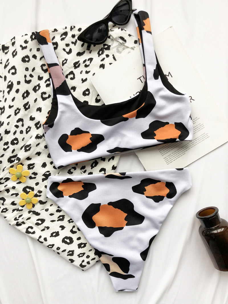 2 Piece Cow Print Bikini Cut Out Push Up Swimsuit Brazilian Summer Bathing Suit High Waist Swimwear The Clothing Company Sydney
