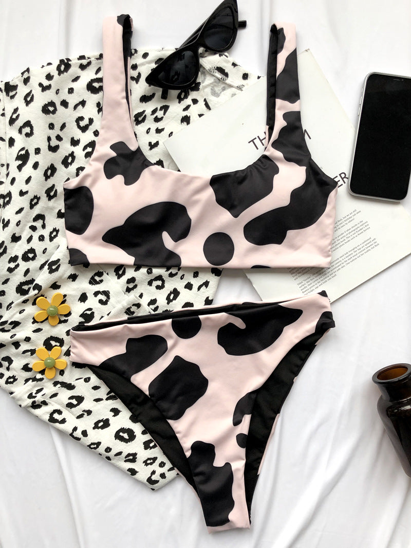 2 Piece Cow Print Bikini Cut Out Push Up Swimsuit Brazilian Summer Bathing Suit High Waist Swimwear The Clothing Company Sydney
