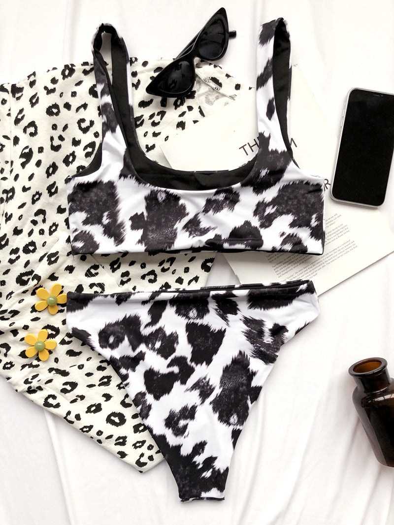 2 Piece Cow Print Bikini Cut Out Push Up Swimsuit Brazilian Summer Bathing Suit High Waist Swimwear The Clothing Company Sydney