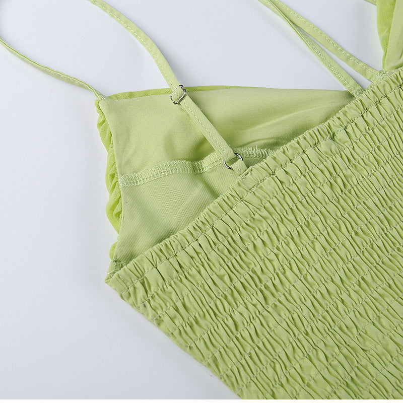 V-Neck Sleeveless Bustier Corset Summer Fashion Backless Halter Cami TY2K Clubwear Green Black Crop Top The Clothing Company Sydney