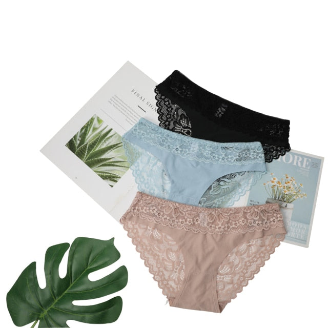 3 Pack Lace Underwear Panties Set Intimate Lingerie Cotton Briefs Transparent Undies The Clothing Company Sydney