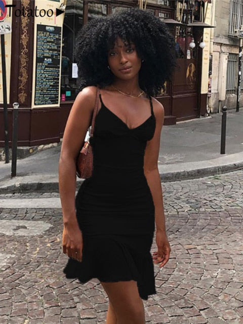 Elegant V Neck Ruffles Strap Bodycon Summer Sleeveless Office Lady Vintage Party White Dress The Clothing Company Sydney