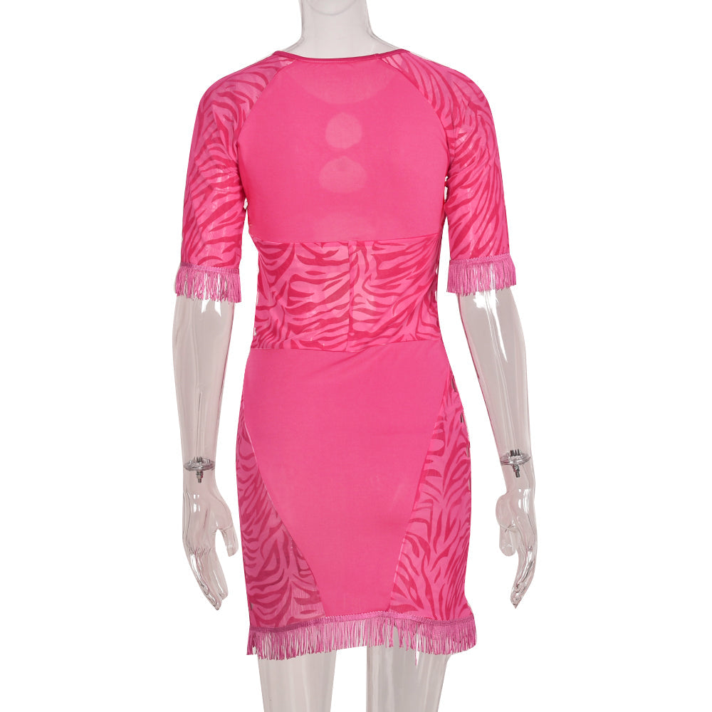 Cut Out Zebra Mesh Transparent Mini Beach Holiday Party Club Bodycon Pencil Dress The Clothing Company Sydney