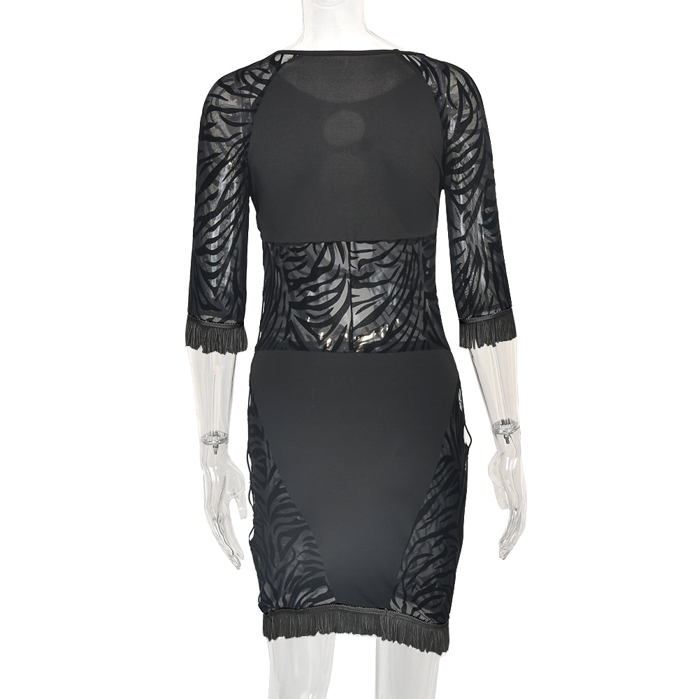 Cut Out Zebra Mesh Transparent Mini Beach Holiday Party Club Bodycon Pencil Dress The Clothing Company Sydney