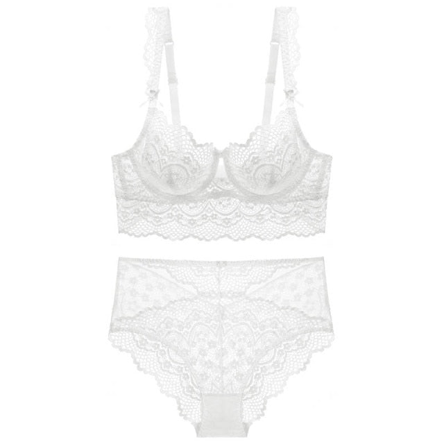 2 Piece underwear Set Lingerie Push Up Brassiere Ultra-thin Lace Bra Set Transparent Panties For Bralette sets The Clothing Company Sydney