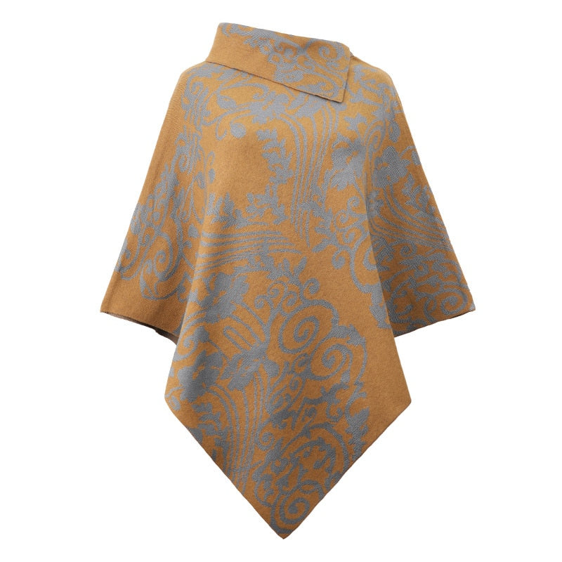 Autumn Winter Print Sweater Oversized Turtleneck Jumper Knitwear Vintage Cape Batwing Sleeve Poncho Pullover The Clothing Company Sydney