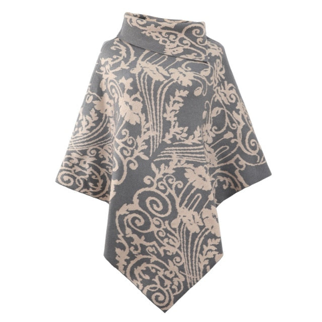 Autumn Winter Print Sweater Oversized Turtleneck Jumper Knitwear Vintage Cape Batwing Sleeve Poncho Pullover The Clothing Company Sydney