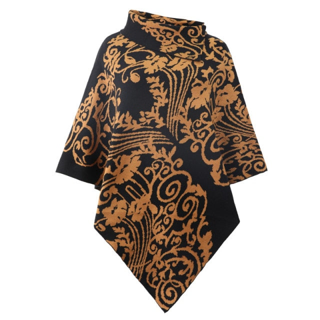 Autumn Winter Print Sweater Oversized Turtleneck Jumper Knitwear Vintage Cape Batwing Sleeve Poncho Pullover The Clothing Company Sydney