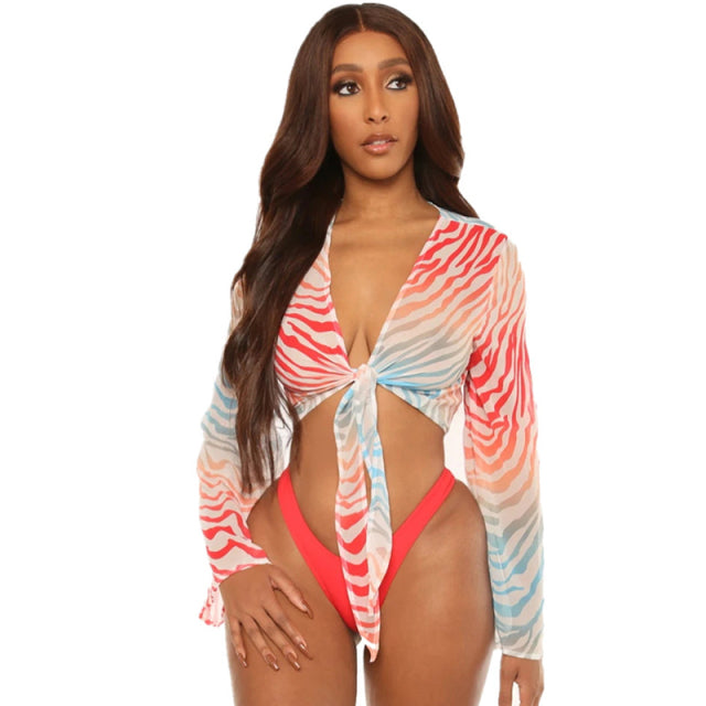 3 Three Piece Bikini Set Bell Sleeve Bikini Cover Up Swimwear Swimsuit Print Bathing Suit Beachwear Swimming Suit The Clothing Company Sydney