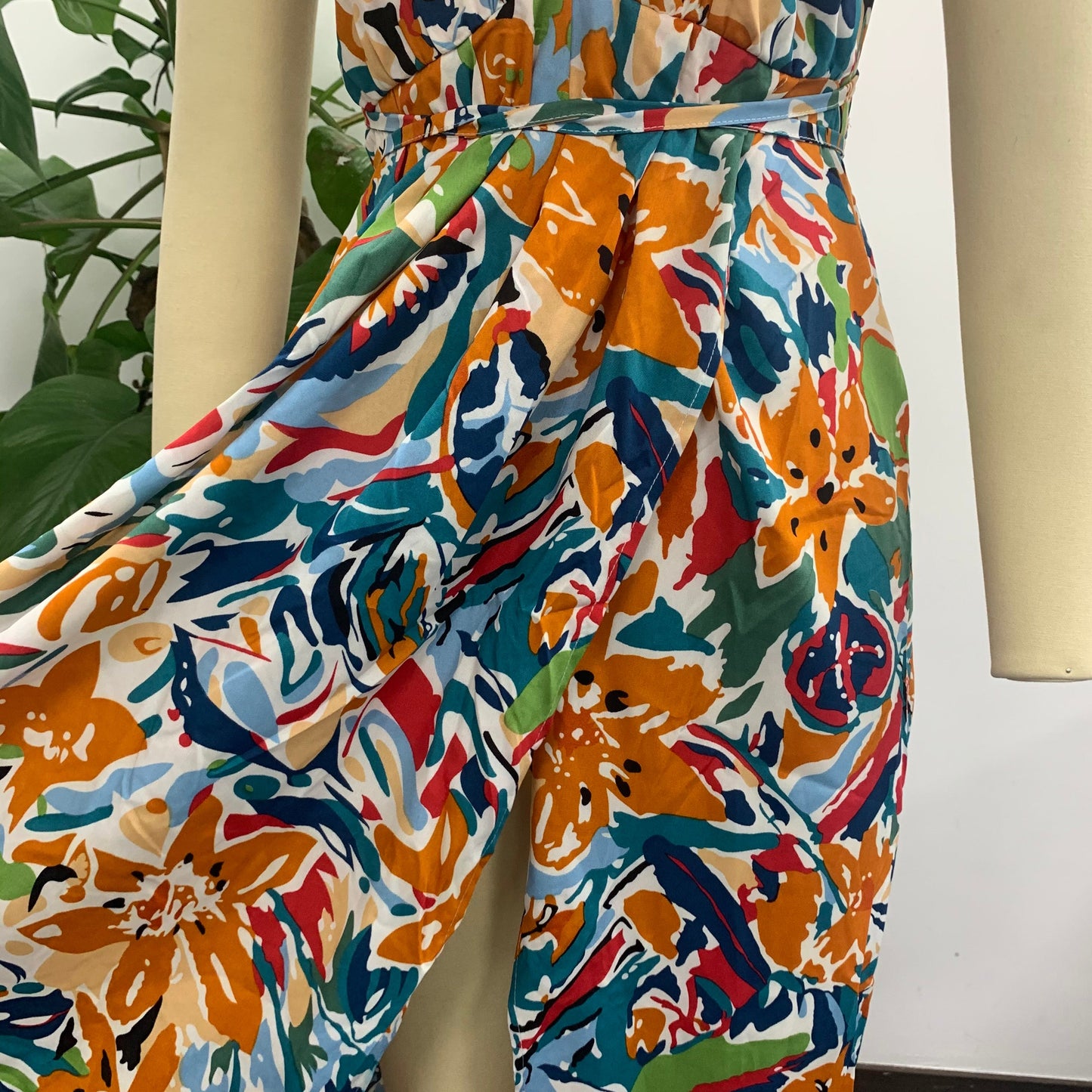 Holiday print straps backless summer party High waist lace up split maxi V-neck beach Dress The Clothing Company Sydney