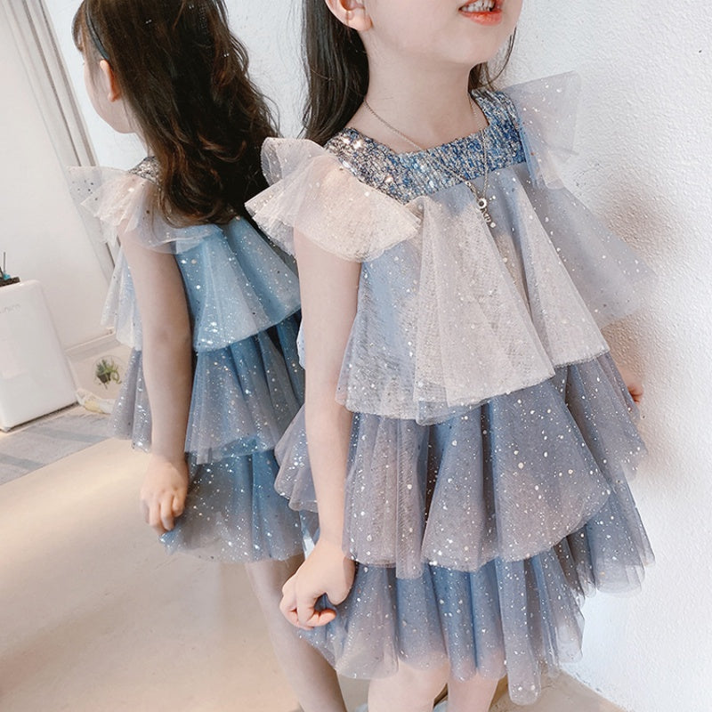 Girls Princess Kids Summer Fairy Puff Short Sleeve Elegant Birthday Party Ball Gown Dress The Clothing Company Sydney
