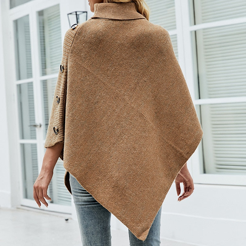 Autumn Winter Button Sweater Oversized Turtleneck Jumper Knitwear Holiday Vintage Cape Batwing Sleeve Poncho Pullover The Clothing Company Sydney