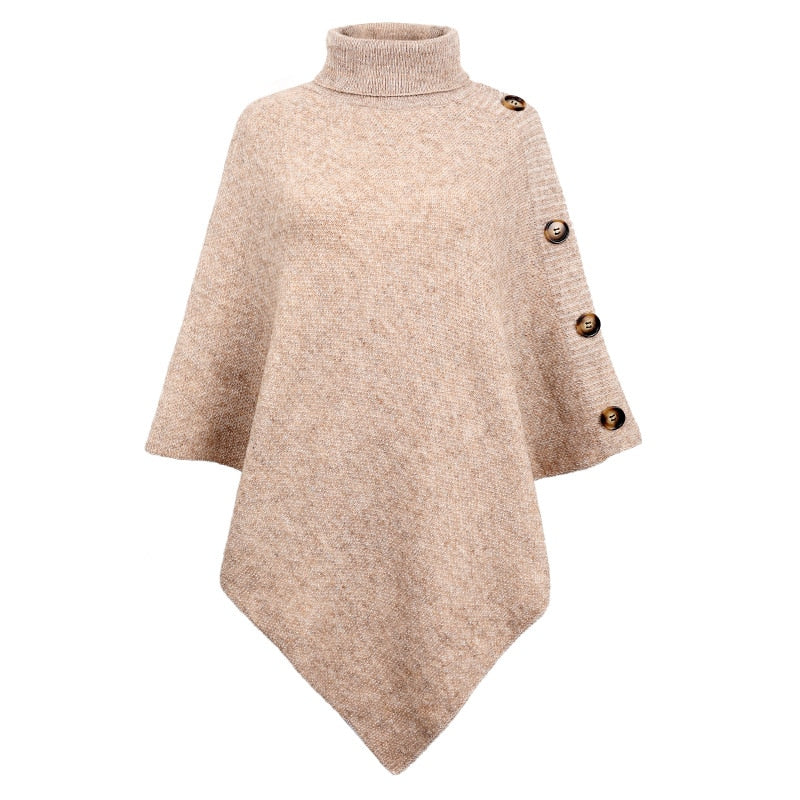 Autumn Winter Button Sweater Oversized Turtleneck Jumper Knitwear Holiday Vintage Cape Batwing Sleeve Poncho Pullover The Clothing Company Sydney