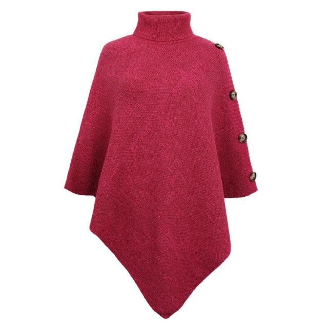 Autumn Winter Button Sweater Oversized Turtleneck Jumper Knitwear Holiday Vintage Cape Batwing Sleeve Poncho Pullover The Clothing Company Sydney