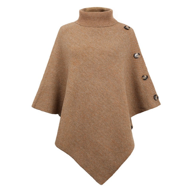 Autumn Winter Button Sweater Oversized Turtleneck Jumper Knitwear Holiday Vintage Cape Batwing Sleeve Poncho Pullover The Clothing Company Sydney