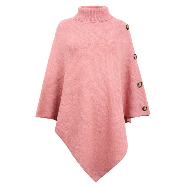 Autumn Winter Button Sweater Oversized Turtleneck Jumper Knitwear Holiday Vintage Cape Batwing Sleeve Poncho Pullover The Clothing Company Sydney
