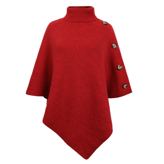 Autumn Winter Button Sweater Oversized Turtleneck Jumper Knitwear Holiday Vintage Cape Batwing Sleeve Poncho Pullover The Clothing Company Sydney