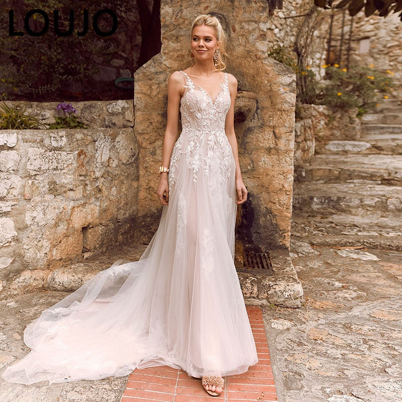 Lace Long Sleeve Sheer Illusion Neckline Boho Wedding Gowns Vintage Bride Wedding Dresses The Clothing Company Sydney