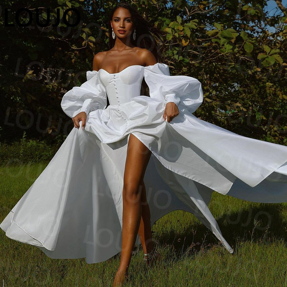 Lace Long Sleeve Sheer Illusion Neckline Boho Wedding Gowns Vintage Bride Wedding Dresses The Clothing Company Sydney