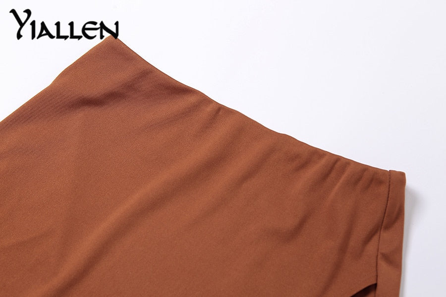 Summer  V Neck Long Sleeve Lace Up Short Top And High Waist Mini Skirt Sexy Street Two Piece Set The Clothing Company Sydney