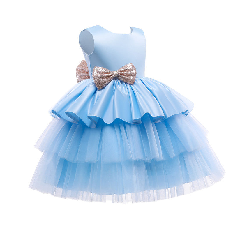 Girls Kids Summer Sleeveless Wedding Sequin Bow Children Lace Smash Tutu Princess Dress The Clothing Company Sydney