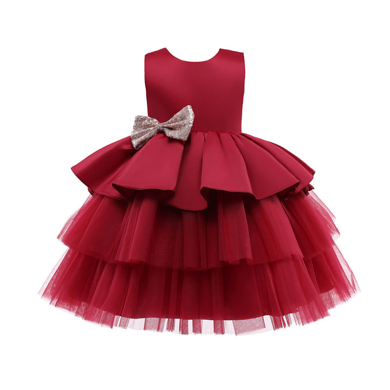 Girls Kids Summer Sleeveless Wedding Sequin Bow Children Lace Smash Tutu Princess Dress The Clothing Company Sydney