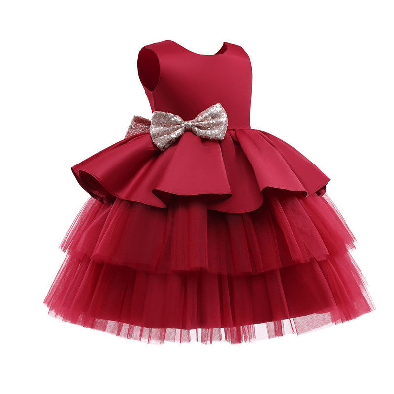 Girls Kids Summer Sleeveless Wedding Sequin Bow Children Lace Smash Tutu Princess Dress The Clothing Company Sydney