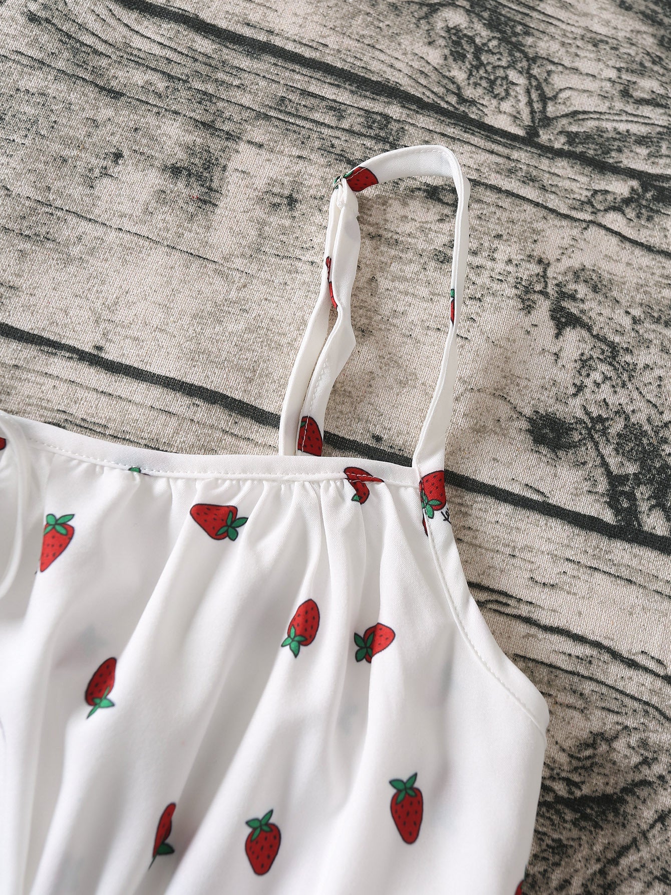 Strawberry Print White Chiffon Spaghetti Strap Vintage Boho Summer Beach Maxi Dress Sleeveless Sundress The Clothing Company Sydney