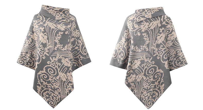 Autumn Winter Print Sweater Oversized Turtleneck Jumper Knitwear Vintage Cape Batwing Sleeve Poncho Pullover The Clothing Company Sydney