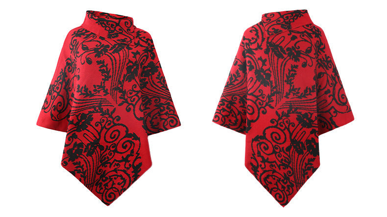 Autumn Winter Print Sweater Oversized Turtleneck Jumper Knitwear Vintage Cape Batwing Sleeve Poncho Pullover The Clothing Company Sydney