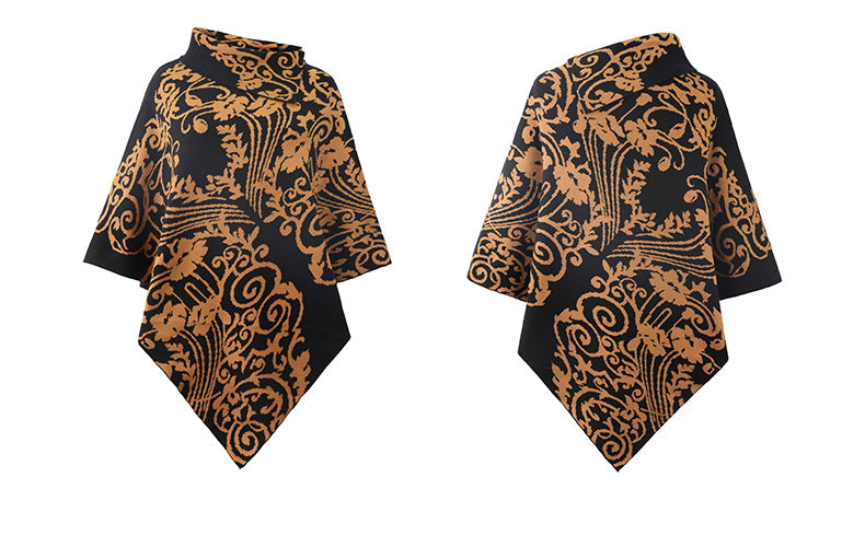 Autumn Winter Print Sweater Oversized Turtleneck Jumper Knitwear Vintage Cape Batwing Sleeve Poncho Pullover The Clothing Company Sydney