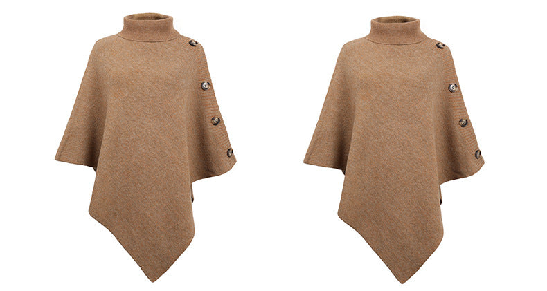 Autumn Winter Button Sweater Oversized Turtleneck Jumper Knitwear Holiday Vintage Cape Batwing Sleeve Poncho Pullover The Clothing Company Sydney