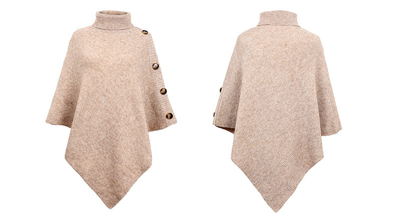 Autumn Winter Button Sweater Oversized Turtleneck Jumper Knitwear Holiday Vintage Cape Batwing Sleeve Poncho Pullover The Clothing Company Sydney