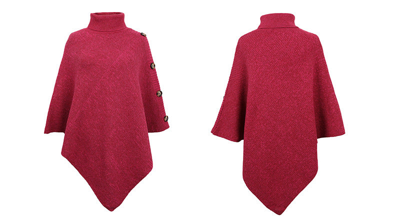 Autumn Winter Button Sweater Oversized Turtleneck Jumper Knitwear Holiday Vintage Cape Batwing Sleeve Poncho Pullover The Clothing Company Sydney
