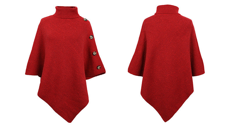 Autumn Winter Button Sweater Oversized Turtleneck Jumper Knitwear Holiday Vintage Cape Batwing Sleeve Poncho Pullover The Clothing Company Sydney