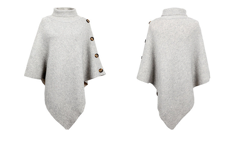 Autumn Winter Button Sweater Oversized Turtleneck Jumper Knitwear Holiday Vintage Cape Batwing Sleeve Poncho Pullover The Clothing Company Sydney