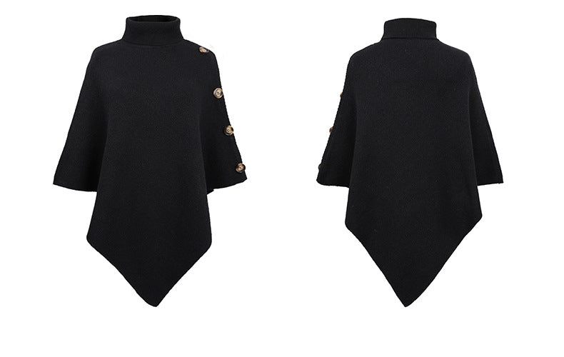 Autumn Winter Button Sweater Oversized Turtleneck Jumper Knitwear Holiday Vintage Cape Batwing Sleeve Poncho Pullover The Clothing Company Sydney