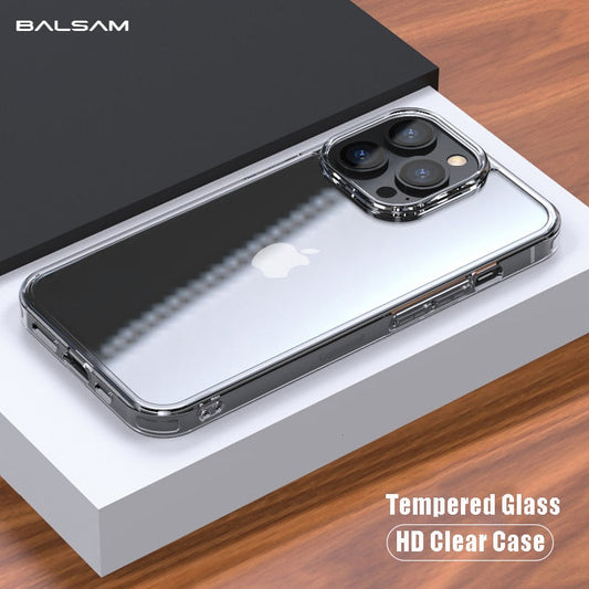 Luxury Tempered Glass Clear Case For iPhone 11 12 13 Pro XS Max 13Mini X XR Transparent Hard Case The Clothing Company Sydney