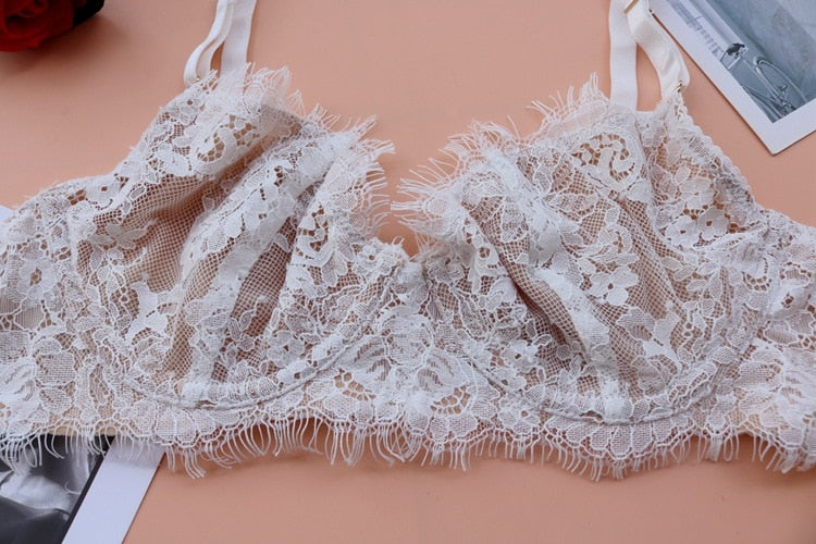 2 Piece Underwear Embroidery Bra Eyelash lace Bralette Brassiere Push Up Bras and Panties Lingerie Set The Clothing Company Sydney