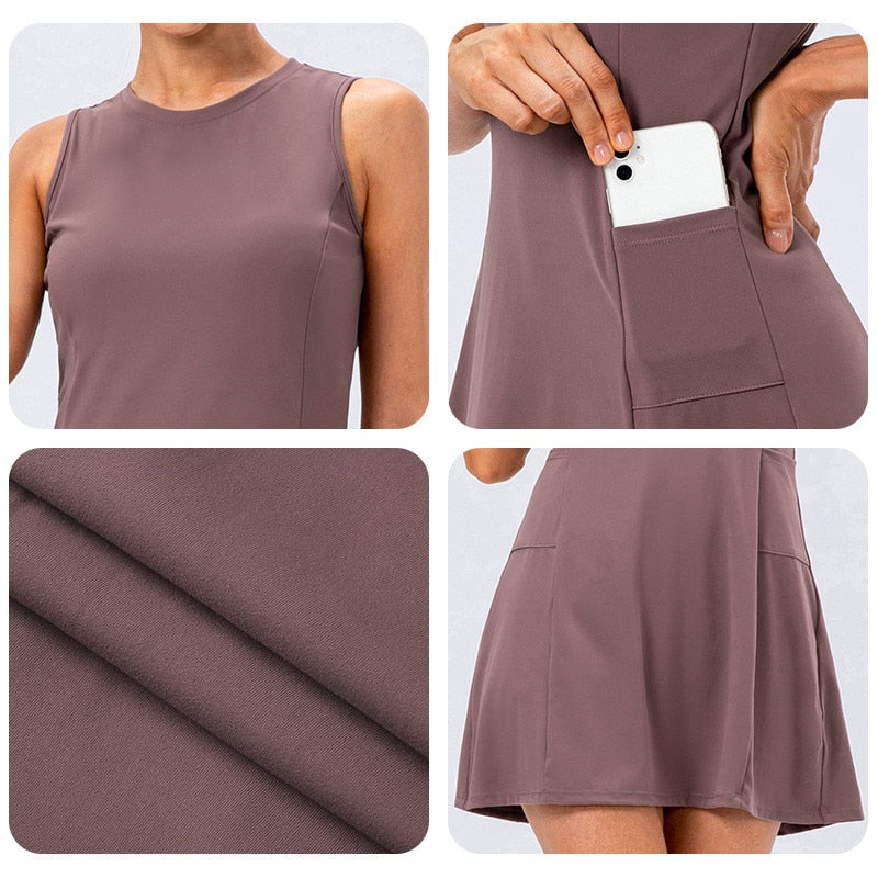 Nylon Mix Quick Dry Yoga Golf Fitness Badminton 2 Piece Set Skirt And Shorts Sportswear Tennis Dress The Clothing Company Sydney